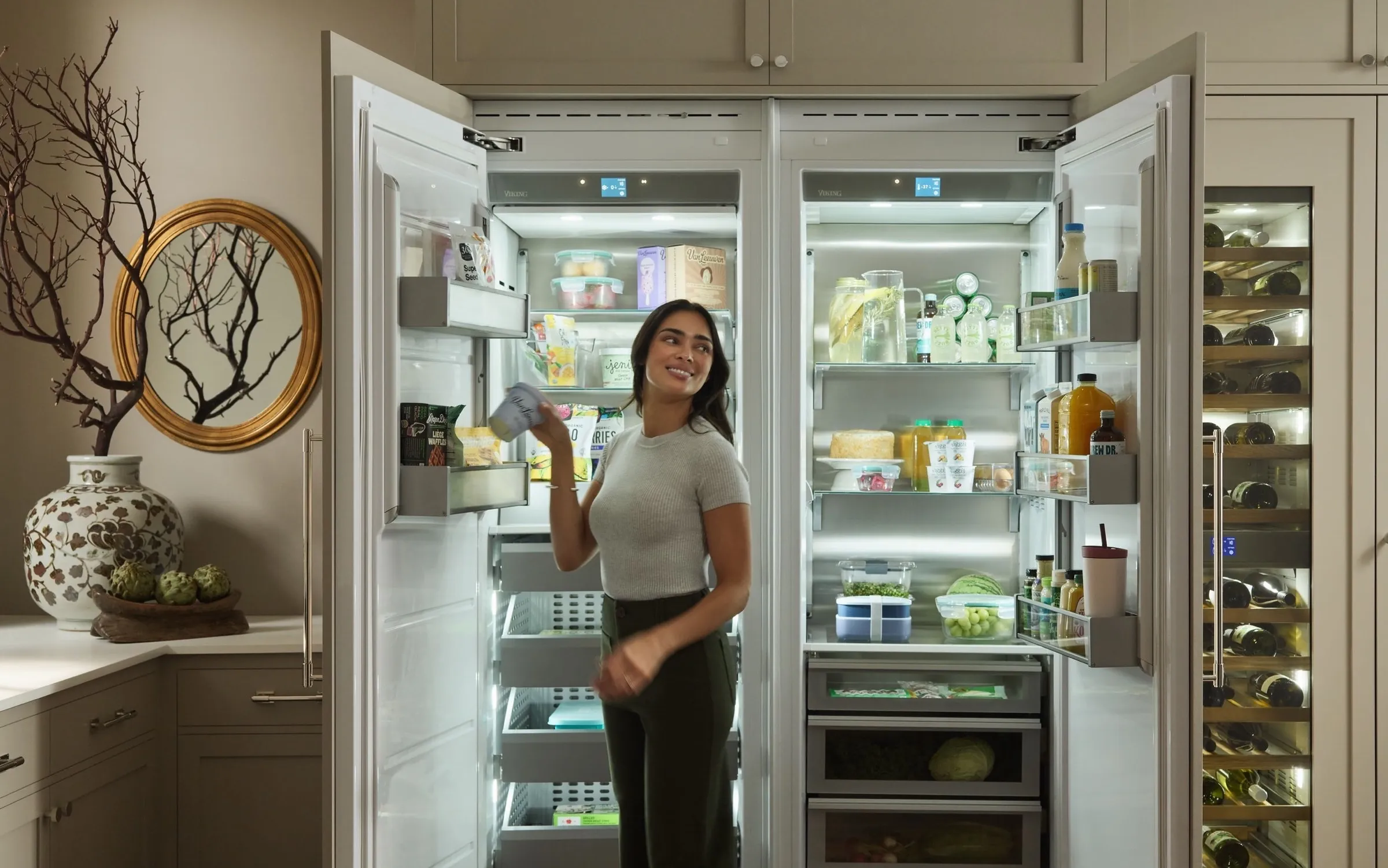 Viking VCBB built-in refrigerator with rear access panel removed exposing compressor and start relay in Orange CA
